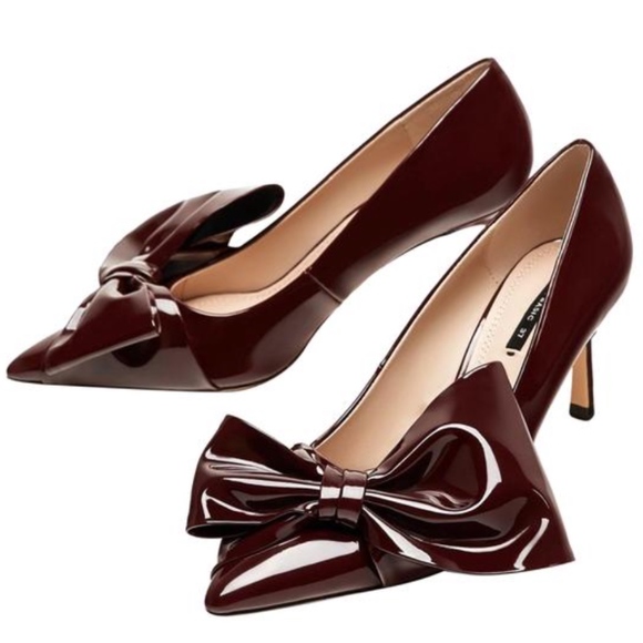 Zara Burgundy Court with Bow Pumps - Picture 15 of 15
